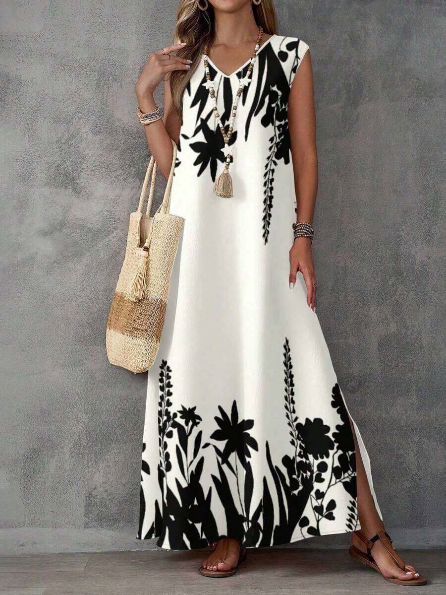 Vestido sin mangas con estampado geométrico para mujer - Multicolor 5 - Ver 1