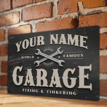 1pc Customized Aluminum Garage Sign, Personalized Metal Plaque With Name, Renowned Repair Shop Logo, Size 20.32X30.48cm, No Electricity Needed, Ideal For Home Decor, Great Gift For DIY Enthusiasts - Multicolor - View 6