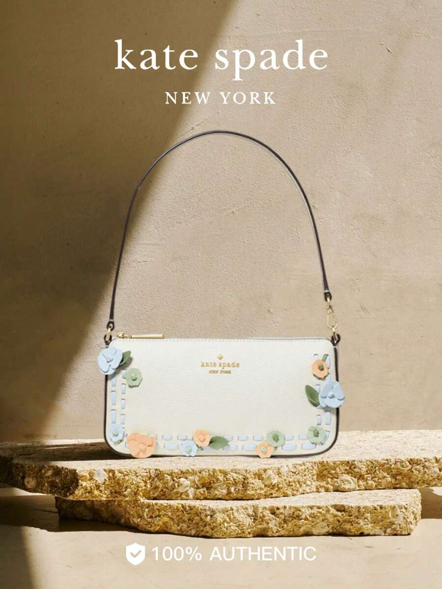 Kate Spade KS GEMINI Women's Shoulder Purses with Flowers Pattern Hobo Handbag - 白色 - 查看 1
