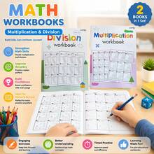 Cuaderno de Matemáticas de Gran Tamaño, Libros de Ejercicios de Aritmética, Cuaderno de Práctica de Matemáticas, Cuaderno de Cálculo Rápido de Multiplicación y División para Niños, Materiales de Apoyo para la Enseñanza en el Hogar - Multicolor - Ver 3