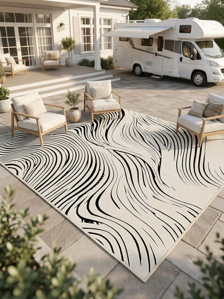 1PC Rug, Carpet, Area Rug, Doormat, Nordic Modern Abstract Geometric Line Outdoor Carpet, Suitable For Entryway, Balcony, Garden, Outdoor, Patio, Living Room, All-Season Soft Machine Washable Rug Mat, Home Decor - Multicolor 1 - View 1