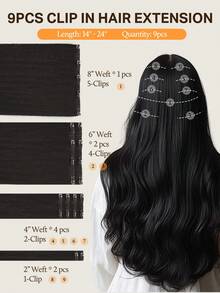 DOORES 9PCS Clip In Hair Extensions Straight Real Human Hair Natural Virgin Human Hair Extensions Double Weft Clip Ins Invisible & Soft Mini Hair Pieces For Thinning Hairs For Women - S1B - View 5