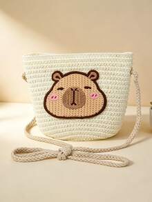 [Tamaño mini] Serie de bolsos de paja Kappabal para niñas, disponible en 6 colores, versátil para uso diario y vacacional, bolso cruzado accesorio fresco - Multicolor - Ver 8