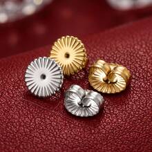 20 chiếc nút chặn khuyên tai bằng thép không gỉ 304 mạ vàng 18K, dạng đĩa có rãnh, dùng để tự làm trang sức. - Nút bịt tai - Xem 6