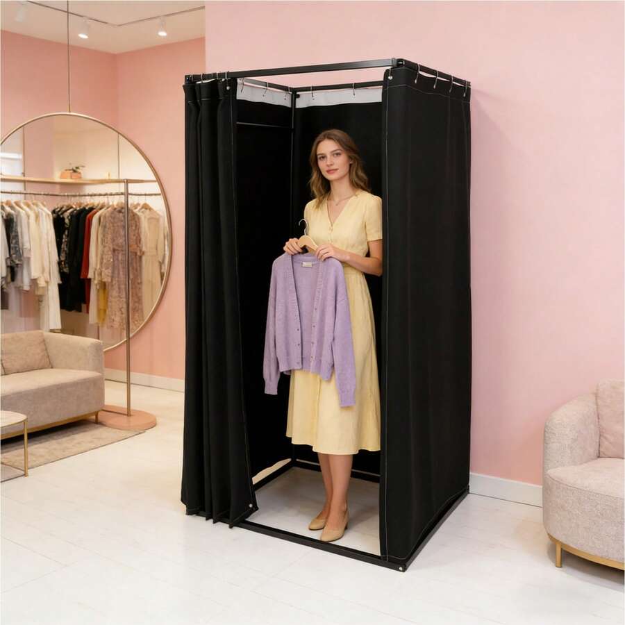 Portable Clothing Store Fitting Room, Clothing Store Fitting Room, Dressing Room Fitting Room - Black - View 1