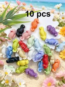 10/30/50/100 peças Pequenas Contas de Cerâmica de Peixe Adequadas para Colares, Pulseiras, Acessórios DIY, Chaveiros, Presentes de Natal Feitos à Mão - Multicolorido - Visão 34