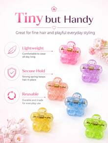 Mini Onion Powder Hair Clip, Candy Color Mini Flower Hair Clip Suitable For Girls Daily Wear, School, Party, Vacation, Birthday, Photography - Multicolor - View 6