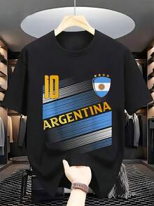 Camiseta de fútbol retro Argentina 10 - Suave, cómoda y lavable a máquina, ideal para atuendo casual y regalo único, para toda temporada para aficionados a los deportes, camiseta de diseño divertido para gimnasio y actividades al aire libre, camisetas de fútbol de seda de hielo, de secado rápido, que absorbe la humedad, de malla transpirable, sin sensación de sofocación - Negro - Ver 1