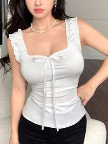 Top sin mangas de unicolor minimalista para mujer, uso casual de todos los días - Multicolor - Ver 4
