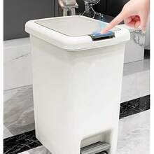 15L Pedal Trash Can For Living Room, Office, Kitchen, Bathroom, Odor-Proof Garbage Bin, Minimalist White - View 5