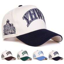 SGIAWETA-1Piece Men YHWH Letter Embroidered Five-Faced Hat Baseball Cap Outdoor Adjustable Sunscreen Leisure Hat Spring Autumn Travel Tourism Beach Vacation-Birthdaygift - 綠色 - 查看 3