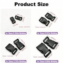 HSDOUBLE 13 piezas/paquete Hebillas de liberación lateral de plástico, Hebillas para cintas de 10/15/20/25mm, Adecuadas para correas de mascotas, mochilas, costura DIY - 13 piezas - Ver 9