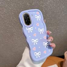 Macaron Style Heart-Shaped Bow Phone Case, Suitable For Galaxy/Honor/HW/ - Black - View 12
