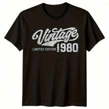 1 Piece Of Men's Vintage 1979 T-Shirt, 46th Birthday, "Aged To Perfection", All Seasons, Cotton, Single-Sided Print, Crew Neck And Short Sleeve, 180g, 100% Cotton, Designs Are Fully Printed. Unisex. - 顏色 6 - 查看 1