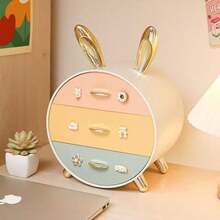 Rabbit-Shaped Storage Rack For Organizing Hair Clips, Makeup, And Jewelry In A Desktop Drawer - White Silvery - View 10