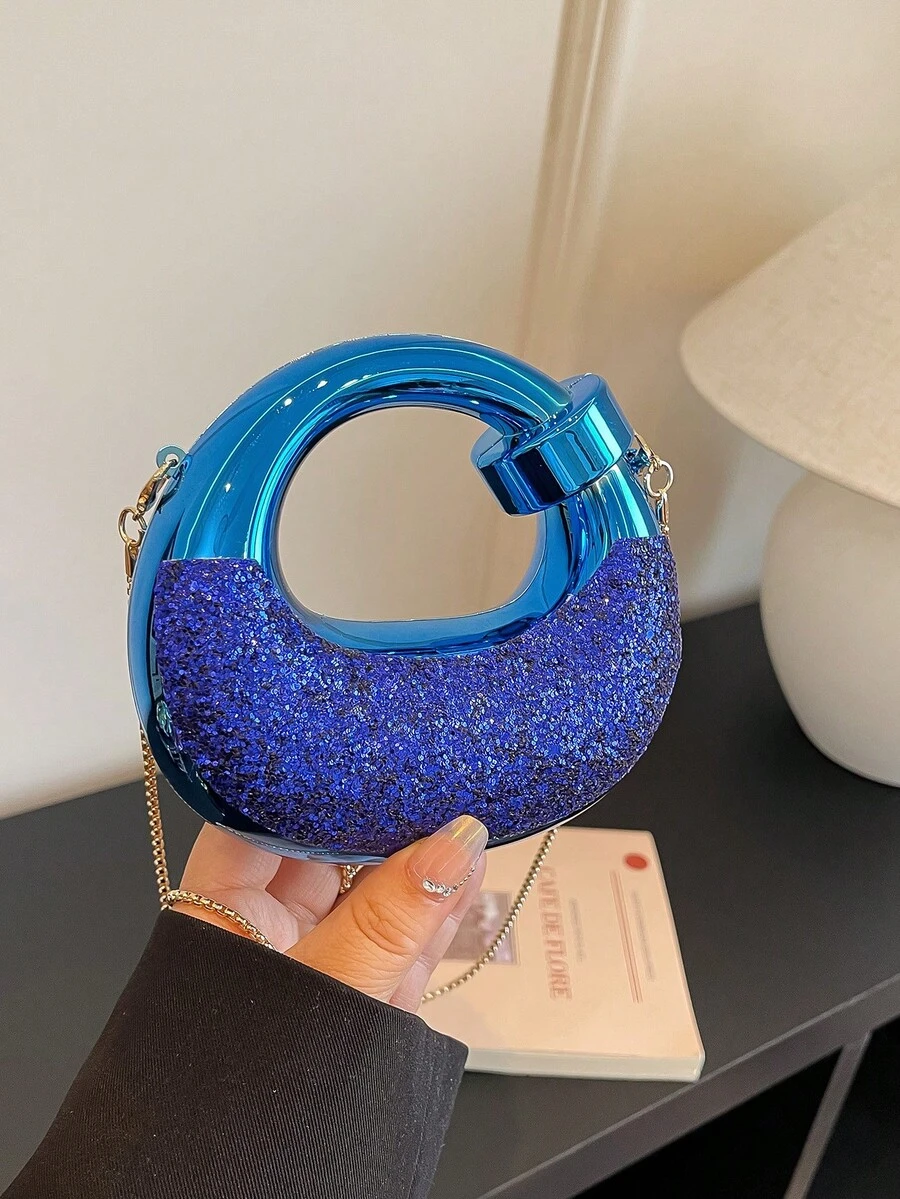 New Acrylic Mini Handbag, Fashion Clutch Purse, Personalized Crescent Moon Shaped Evening Bag With Chain Strap - Multicolor - View 1