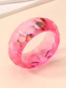 NAIZHU 1/6pcs European And American Exaggerated Asymmetrical Geometric Resin Bracelet, Suitable For Daily Wear, Dates, Parties, Vacations, Valentine's Day, Mother's Day Gifts - Hot Pink - View 4