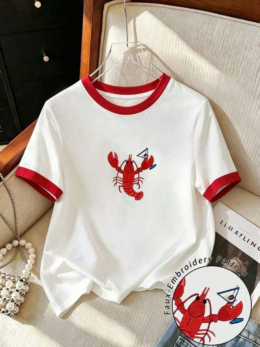 Camiseta de manga corta de mujer con cuello redondo, estampado de leopardo, de uso casual y versátil para uso diario - Blanco - Ver 1