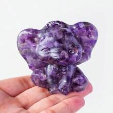 1件天然水晶可爱小象雕像，灵气疗愈护身符摆件，风水雕塑摆件，家居办公室桌面装饰品 - 滴膠小象 - 查看 8