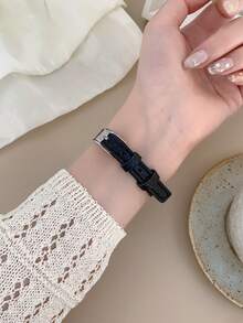 1pc Retro Style Adjustable Strap Quartz Women's Watch Elliptical With Roman Numeral Scale For Compact And Perfect For Daily - Black - View 6