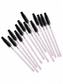 200/100/50pcs Eyelash Brushes & Eyebrow Brushes (Some Specifications With Container), Eyelash Wand Makeup Brush, Eyelash Extension And Eyebrow Brush Set (Rose Black) - Multicolor - View 7