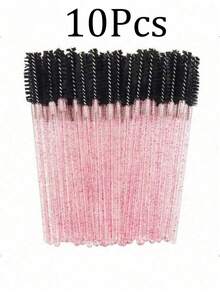 200/100/50pcs Eyelash Brushes & Eyebrow Brushes (Some Specifications With Container), Eyelash Wand Makeup Brush, Eyelash Extension And Eyebrow Brush Set (Rose Black) - Multicolor - View 9