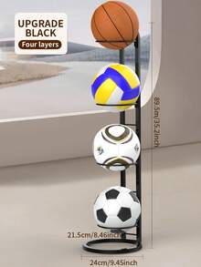 Equipo deportivo y de exterior | Equipo de deportes de equipo (rugby, baloncesto, fútbol, voleibol) - Estante de almacenamiento de balones de rugby, adecuado para dormitorio, garaje y uso doméstico interior - Negro - Ver 9