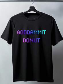 Camiseta unisex de manga corta, camiseta unisex con estampado Dammit Donut Dungeon Explorer, spiderman, ,  mujer, romwe men, boho chic, regalos para maestros, camiseta de mujer, atuendos curvy para hombre, y2k. - Negro - Ver 6