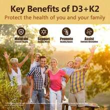 Supplement Vitamin D3K2, 250 Veggie Softgels, 2 In 1 (5000 D3+100mcg K2 MK7)| Healthy Bones, Teeth, Heart, Immune System Healthcare Dietary Fitness Edible - 3PCS - 查看 2