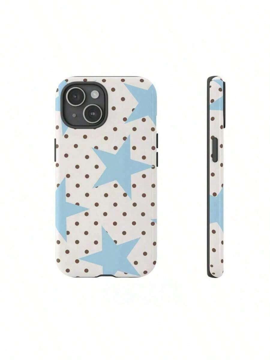 Cute Polka Dot Fashion Phone Case 1pc Cute Polka Dot Star Pattern Phone Case, Compatible With IPhone 17 Pro, 16, 15, 14, 13, 12, 11 Pro Max, XS, XR Spring Gift Party Birthday - 1pc - 查看 1