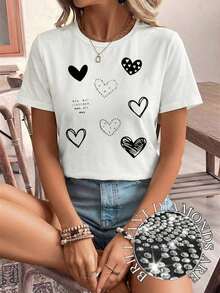 Camiseta casual de mujer de cuello redondo de manga corta a rayas, camiseta a rayas de estilo retro francés de color café, top de manga corta de cuello redondo estilizador y versátil, camiseta básica casual suave y pegajosa, top a rayas, pri - Blanco 2 - Ver 11