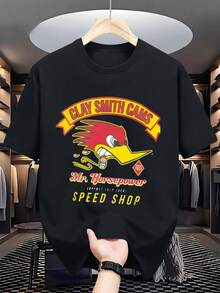 Camiseta negra casual para hombre con gráfico de gallo de Eljay Smith - Negro - Ver 6