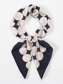 1 pieza Pañuelo cuadrado impreso simple de 70cm, nuevo pañuelo de primavera para mujer, versátil para atar a la cintura, diadema, pañuelo de moda - Blanco y Negro - Ver 5