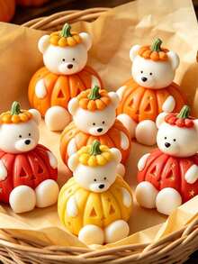 1pc Pumpkin Bear Shaped Silicone Mold, Perfect For Creative Stacking Pumpkin Bear Decoration, Suitable For Resin Casting Process, Fun Animal Pumpkin Decoration, Suitable For Halloween Parties And Home Decoration, Made Of Soft And Durable Silicone Material - Pumpkin Bear Mold - View 4