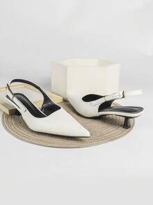 7cm White High Heel Pumps, Pointed Toe Slip-On Party Wedding Formal Shoes - White - View 4