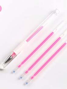 4pcs(1pen+3refills) Of Pens And Spare Ink Cartridges- Skin Marker Pen,Office Supplies, Gifts For Classmates, Friends, And Family,Pink Gel Pen Refills Set, Smooth Writing Replacement Pen Refills For Journaling & Note Taking - Minimalist - View 7