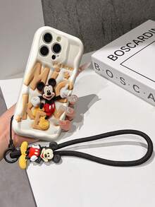 Disney Mickey Mouse Phone Case With Mickey Charm And Lanyard - Cute Mickey Protective Case With "Love Mickey" Quote And Cream Background Design, Equipped With Delicate Mickey Decorative Lanyard And Beaded Bracelet For Easy Carrying, Compatible With IPhone 17, 16, 15, 14, 13, 12, 11 Pro Series, Ideal For Birthdays, Holidays, Anniversaries, Graduation Gifts, Or Any Special Occasion To Surprise Family, Friends, Classmates, And Loved Ones. - trắng - Xem 6