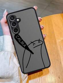 Expression 1pc Shock-Absorbing Matte Texture Minimalist Transparent Hard Case With Cartoon Character Wearing Hat Pattern, Compatible With Apple 12 Pro Max/13 Pro Max, Galaxy A56, Compatible With Honor X7b, 1+ 11 - Black - View 2