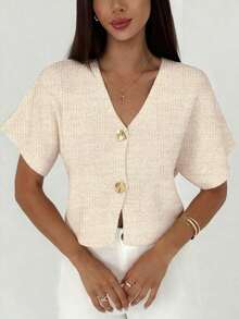 Cárdigan delgado de mujer con contraste de color retro, adecuado para salidas, estilo callejero, aeropuerto, vacaciones en la playa, viajes al trabajo, fiestas de boda, festivales, estilo bohemio, romántico y elegante - Albaricoque 2 - Ver 7