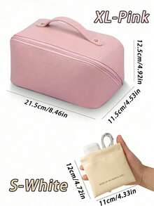 Bolsa de cosméticos impermeable de gran capacidad, es un organizador de cosméticos portátil para viajes con asas y compartimentos. Es adecuado para almacenar cosméticos, artículos de tocador, productos de cuidado de la piel y artículos de cuidado personal. La bolsa de aseo portátil de parte superior plana es perfecta para llevar productos de cuidado de la piel, brochas y artículos esenciales de viaje. Ideal para equipaje de mano, maletas o encimeras de baño. Un imprescindible para volver al colegio, es un regalo práctico para fiestas para mujeres - Multicolor - Ver 10