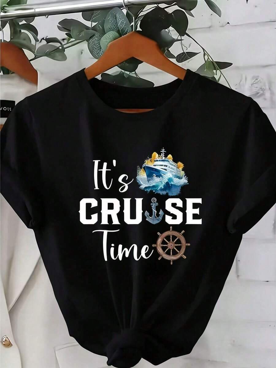1 Piece Of High-Quality Women's Casual Sports T-Shirt, With A Round Neck And Short Sleeves. Made Of Breathable, Moisture-Wicking Fabric With A Stylish Design, Perfect For Everyday And Leisure Activities. 180g 100% Cotton. - 黑色 - 查看 1