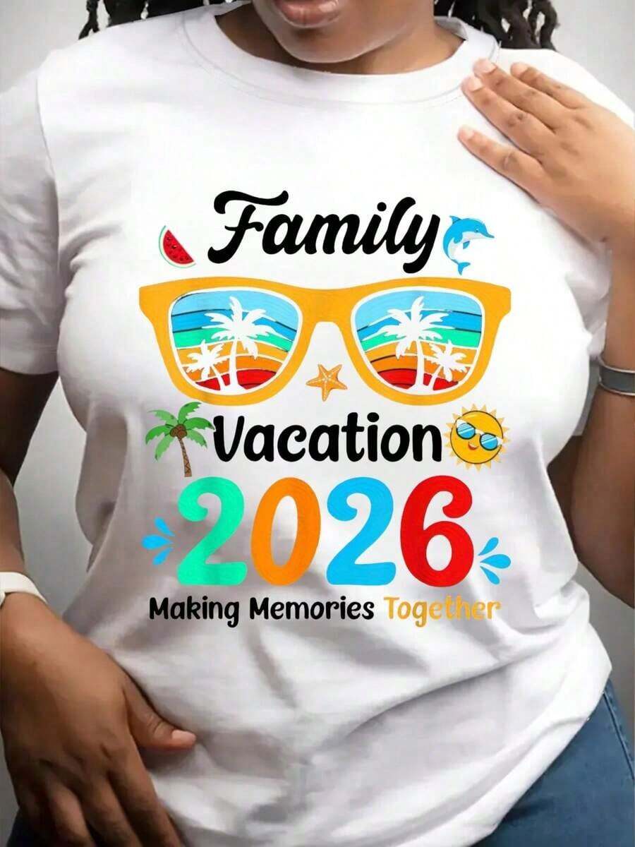 Gift Summer Travel T-Shirt For Family Holidays 2026: Creating Memories Together, It's A Perfect T-Shirt To Give To Friends And Family On Any Holiday Or Special Occasion, Soft - 白色 - 查看 1