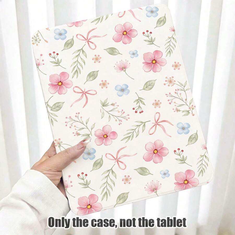 1 pieza Funda protectora con tapa abatible y ranura para lápiz, con estampado floral y de mariposa, compatible con Honor/Apple/ - Multicolor - Ver 1