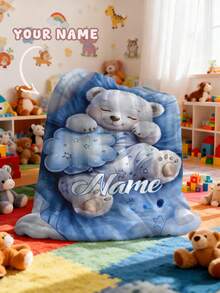 1 Stück anpassbare Text-Decke, Teddybär-Muster, personalisierte Decke, personalisierte Baby-Decke, Neugeborenen-Decke, geeignet für Muttertag, Geburtstag, Kindertag, Vatertag, Abschluss, Weihnachten, Halloween, geeignet für Zuhause Sofa, Bett, Auto, Schlafzimmer, Wohnzimmer, Sofa-Decke, Kinder-Decke - Verschiedenfarbig - Übersicht 5