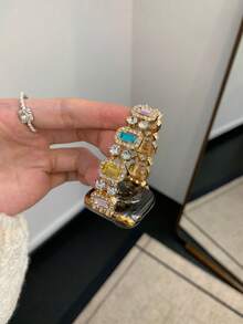 1条女童大号立方氧化锆弹力手链，兼容45mm、44mm、40mm、49mm、46mm、41mm、38mm、42mm表带，不锈钢表带，适用于小米Series 11、10、Ultra、9、8、7、6、SE、5、4、3、2、1、18mm、20mm、22mm表带，适用于小米3/4 Pro、8-9、10-11、小米8/9、小米8/9 Pro、 4/5/6，通用表带 - 彩色 - 查看 35