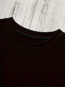 Women's Gothic-Inspired 'In A Word Of Trad Wife Bives' Printed T-Shirt - Soft And Stretchy Polyester Blend, Short Sleeves, Round Neck, Machine Washable - Ideal For Spring/Summer/Autumn. Everyday Wear For Sweet Girls Or Students, Cool And Sweat-Free Summer Wear, Elegant Party Outfit, Stylish Ladies' T-Shirt, Blouses Suitable For Curvy Women. - 黑色 - 查看 4