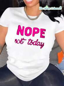 PremiumCamiseta de mujer, cuello redondo cómodo, mangas cortas de mezcla casual, top suave y transpirable, ropa de mujer, tela de estilo urbano para verano y primavera, linda.Nueva llegada - Blanco - Ver 1