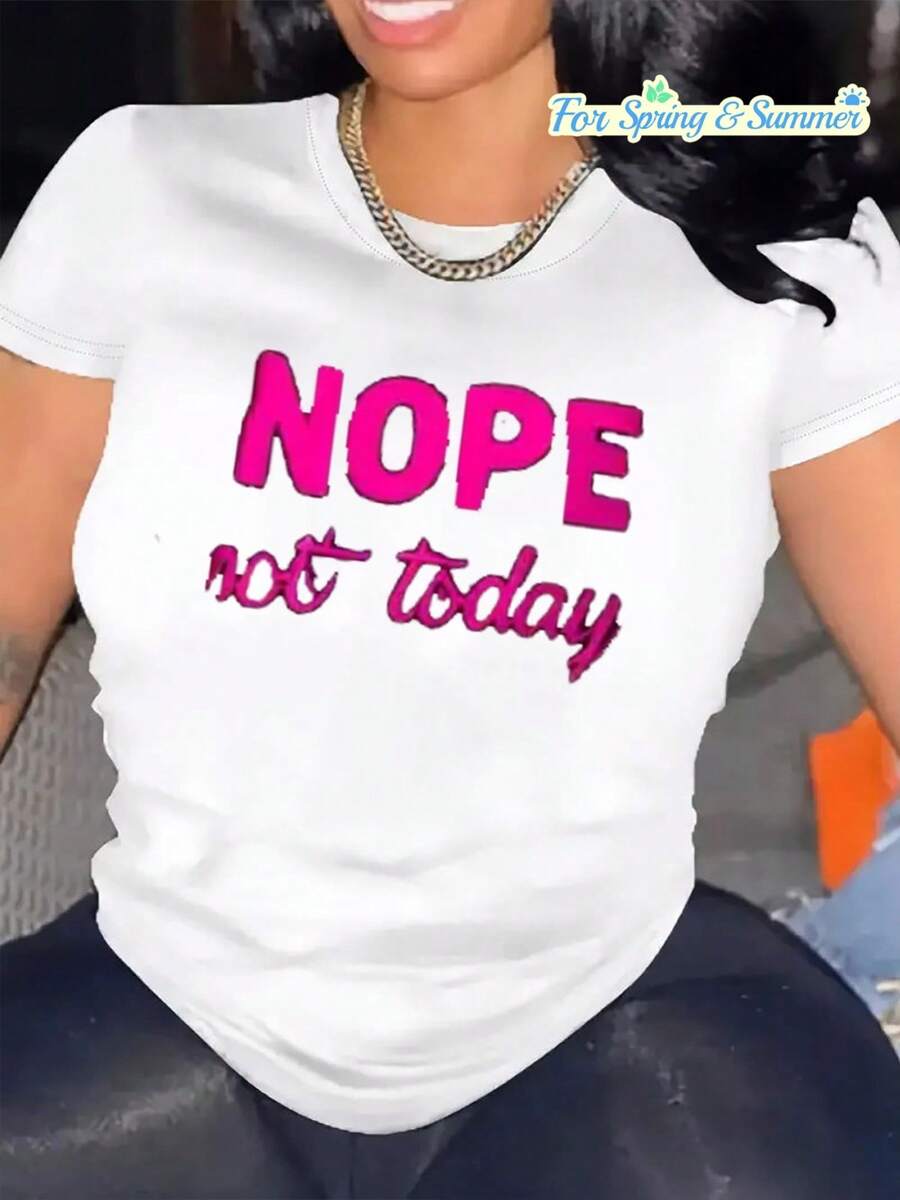 PremiumCamiseta de mujer, cuello redondo cómodo, mangas cortas de mezcla casual, top suave y transpirable, ropa de mujer, tela de estilo urbano para verano y primavera, linda.Nueva llegada - Blanco - Ver 1