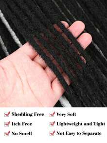 Dreadlock Extensions 18 Inch 24 Inch Synthetic Crochet Dreads Extensions 100% Handmade Single Ended Dreads Thin 0.6cm Width Reggae Style Dreadlock For Man And Woman - Black - View 4