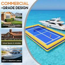 Commercial Floating Pickleball And Volleyball Court, 46 X 26 FT Inflatable PVC Platform With Quick Setup Net For Pool And Lake Games - 46*26FT - Xem 6